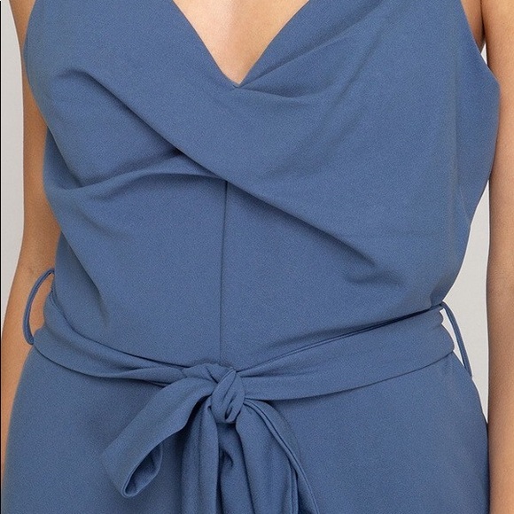 CAMISOLE JUMPSUIT WITH TIE WAIST AND LEGS SLITS - Picture 6 of 7